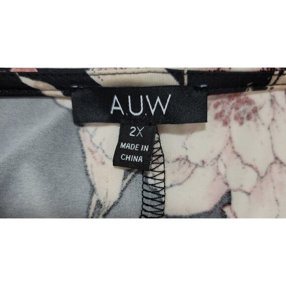 A.U.W  Secret Charm Black Pink Floral Top 2X Plus Lightweight New With Tags Soft - Picture 4 of 6